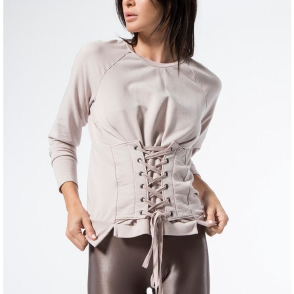 NSF SZ Small S Trinity Corset Lace-Up Pullover Sweatshirt